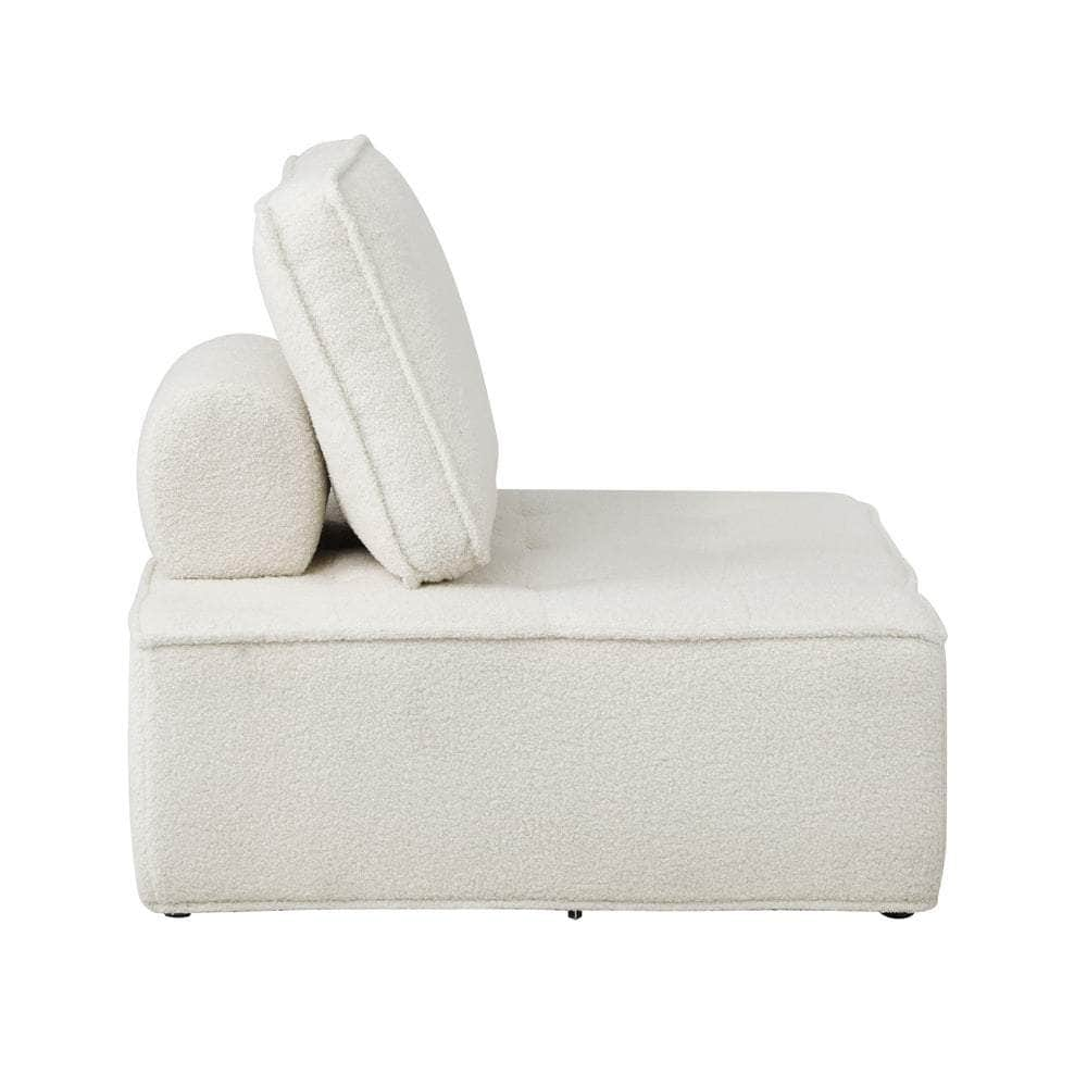 2PCS Modular Sofa Lounge Chair Armless Adjustable Back Sherpa White