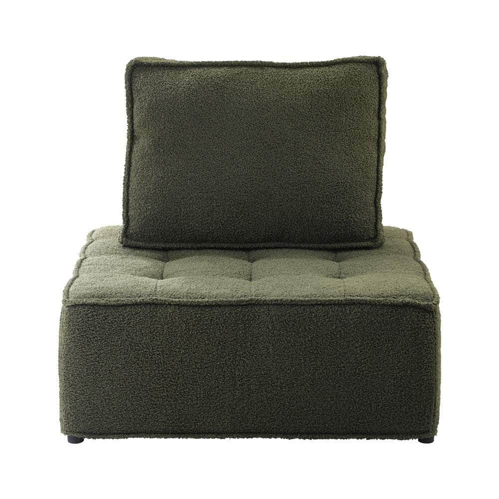 2PCS Modular Sofa Lounge Chair Armless Sherpa Green