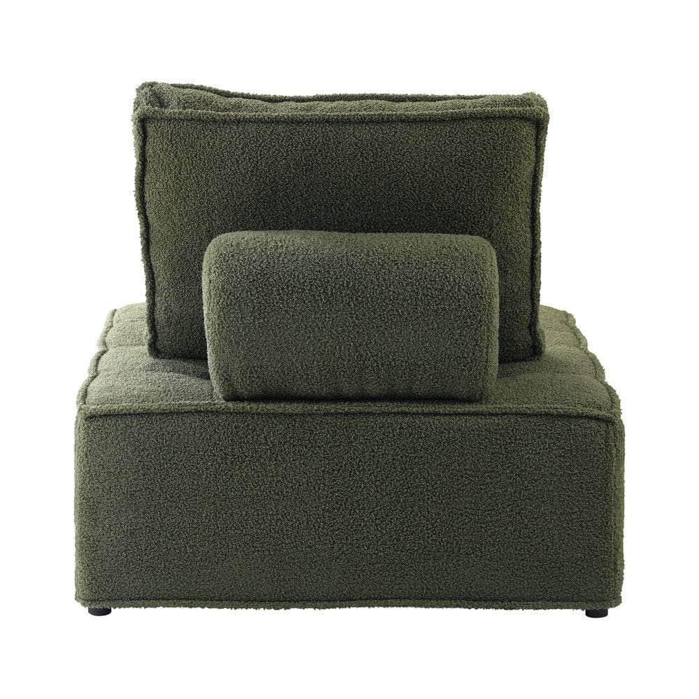 2PCS Modular Sofa Lounge Chair Armless Sherpa Green