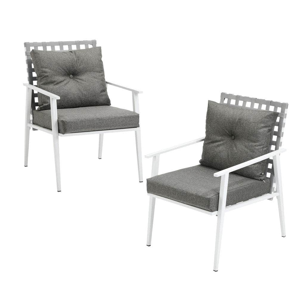 2PCS Outdoor Armchairs Rattan Backrest Black White