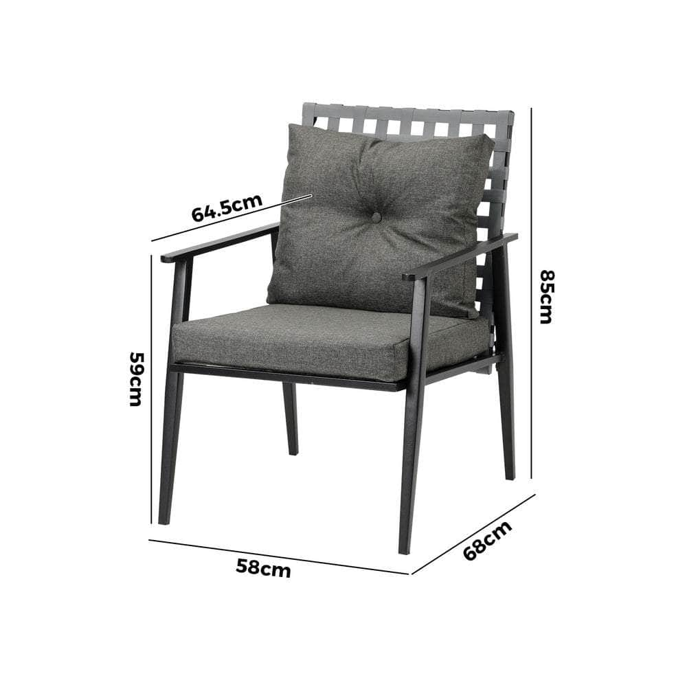 2PCS Outdoor Armchairs Rattan Backrest Black White