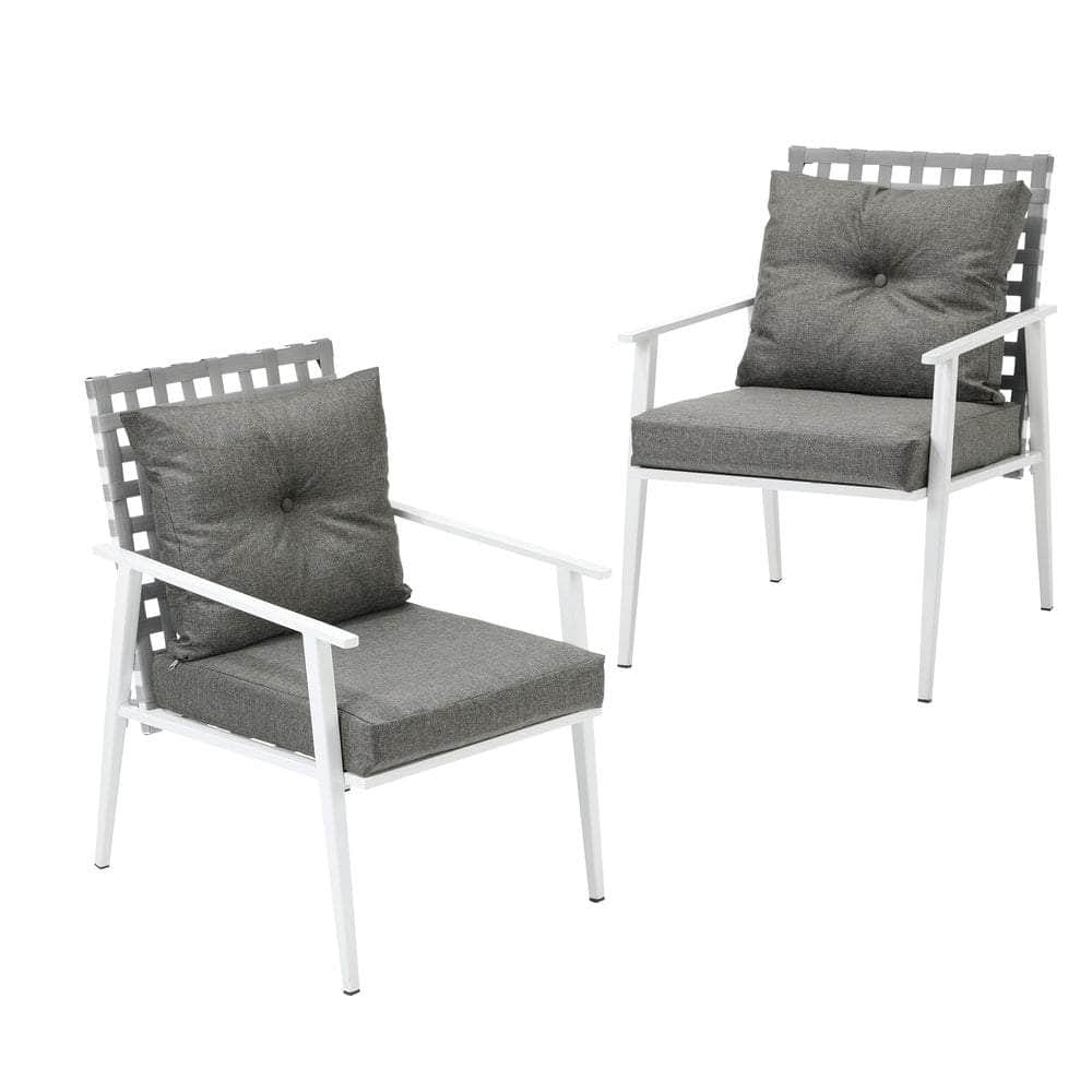 2PCS Outdoor Armchairs Rattan Backrest Black White