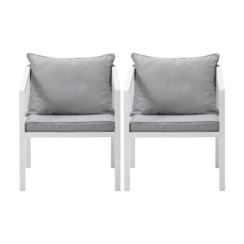 2PCS Outdoor Furniture Chairs Steel Frame White