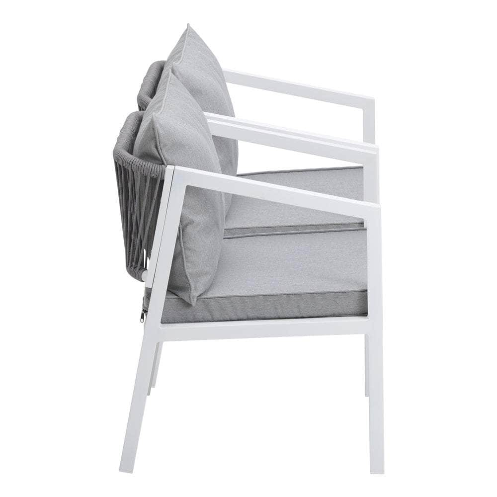 2PCS Outdoor Furniture Chairs Steel Frame White