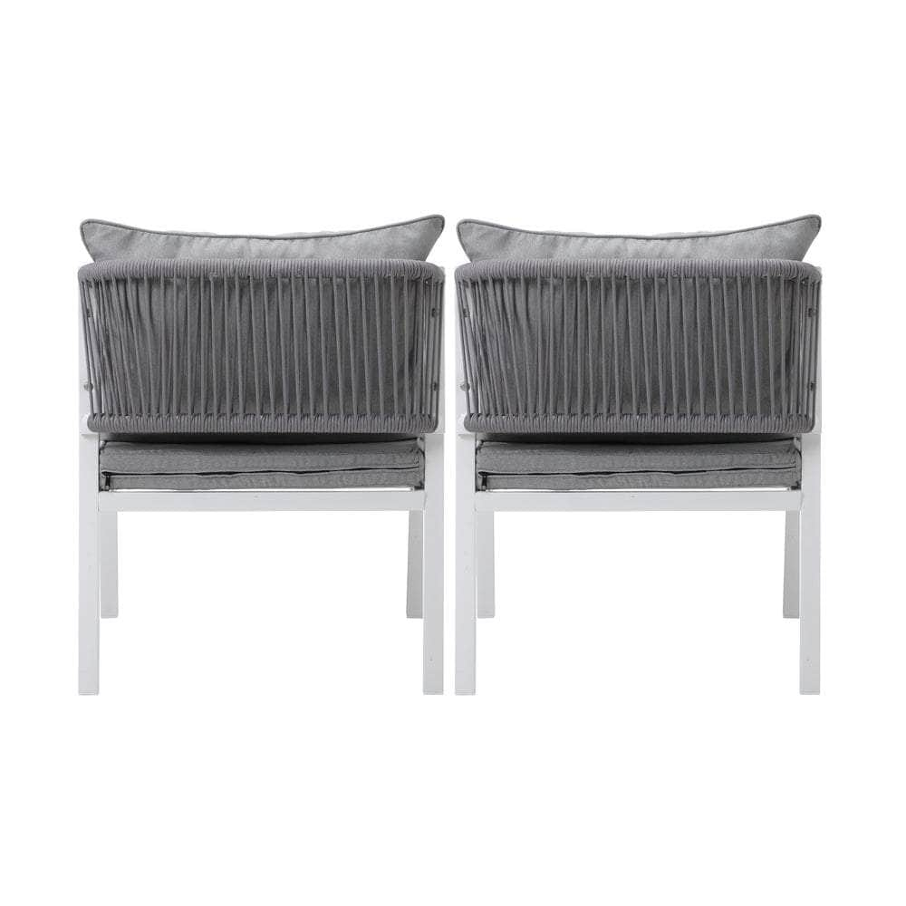 2PCS Outdoor Furniture Chairs Steel Frame White