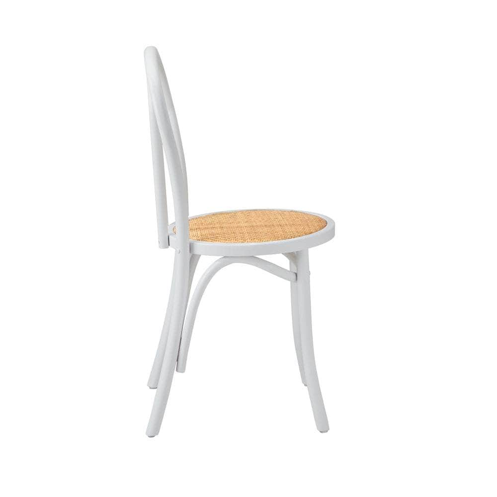 2PCS Wooden Dining Chair Ratan Seat White