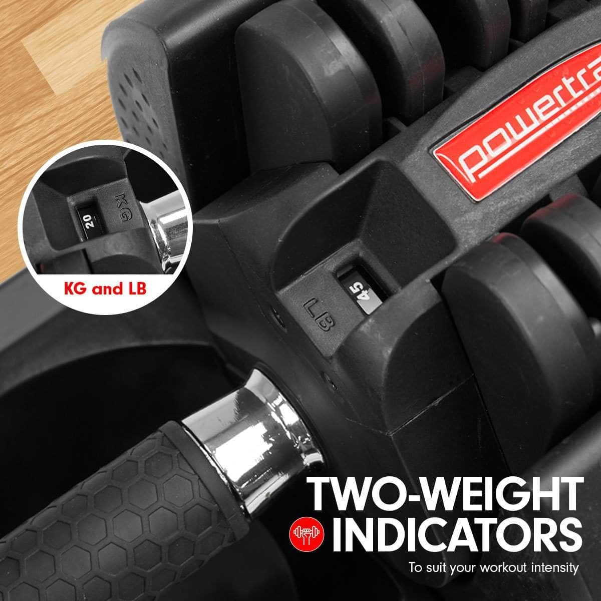 2x 20kg Home Gym Adjustable Dumbbells