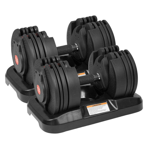 2x 20kg Home Gym Adjustable Dumbbells