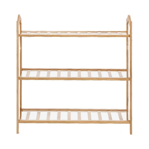 2x 3 Tier Bamboo Shoe Rack Shoes