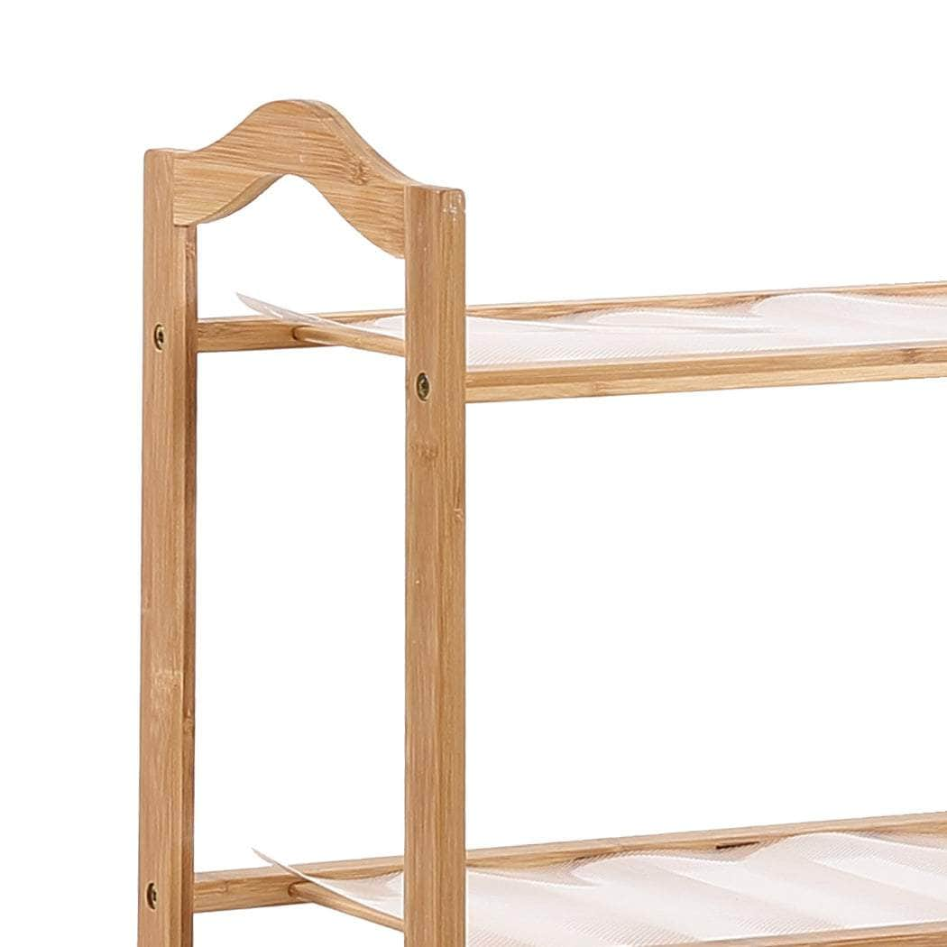 2x 3 Tier Bamboo Shoe Rack Shoes