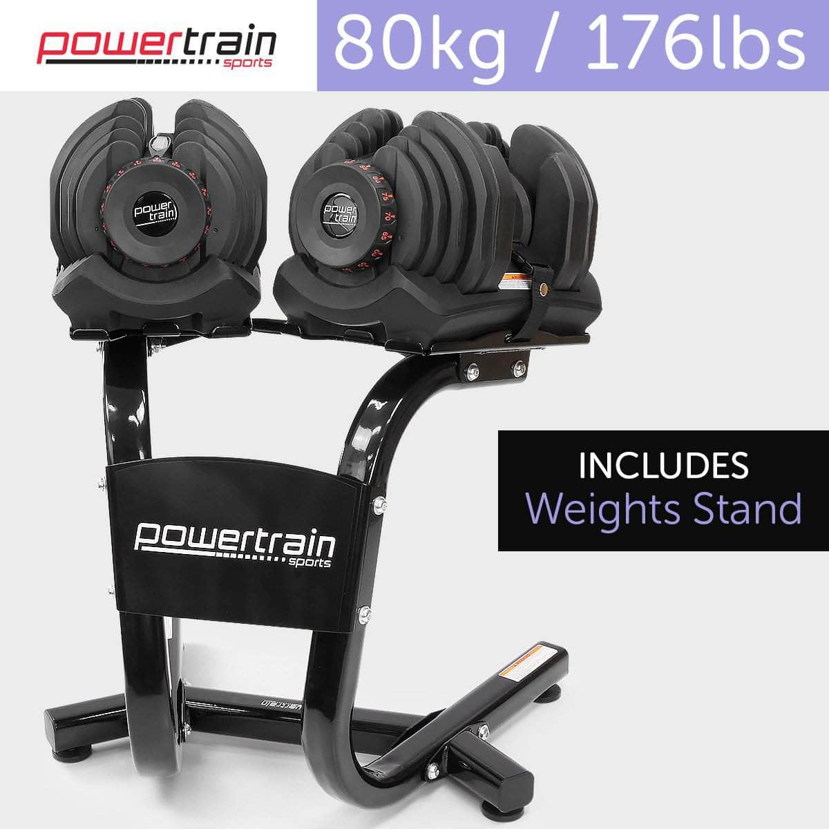 2x 40kg Adjustable Dumbbells with Stand