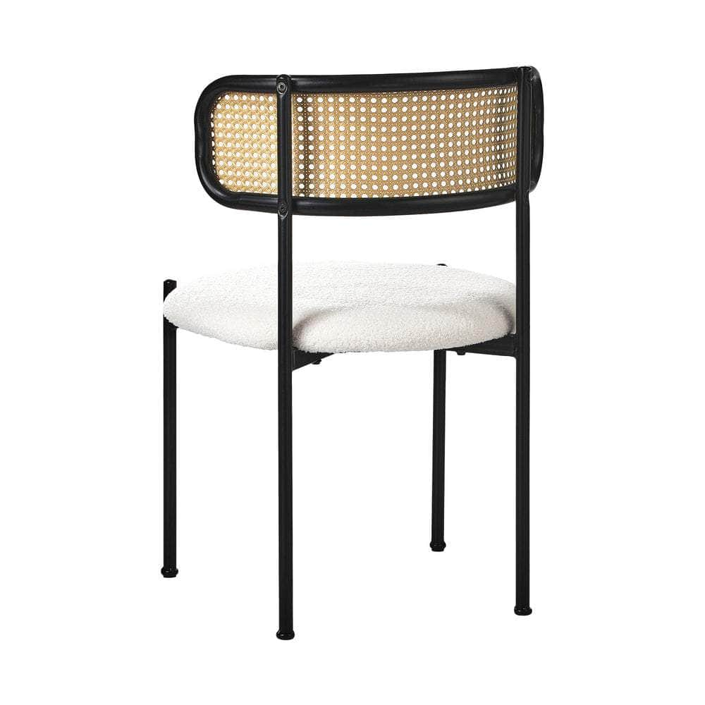 2x/4x/6x/8x Dining Chair Round Boucle Rattan Backrest Black  White