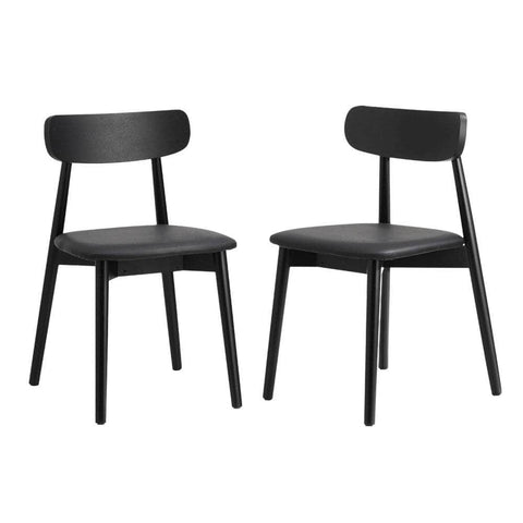 2x 4x 6x Dining Chairs PU Leather Solid Wood Cafe Lounge Black Beige