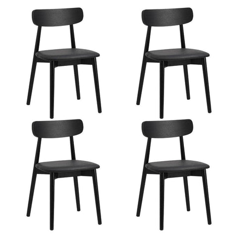 2x 4x 6x Dining Chairs PU Leather Solid Wood Cafe Lounge Black Beige