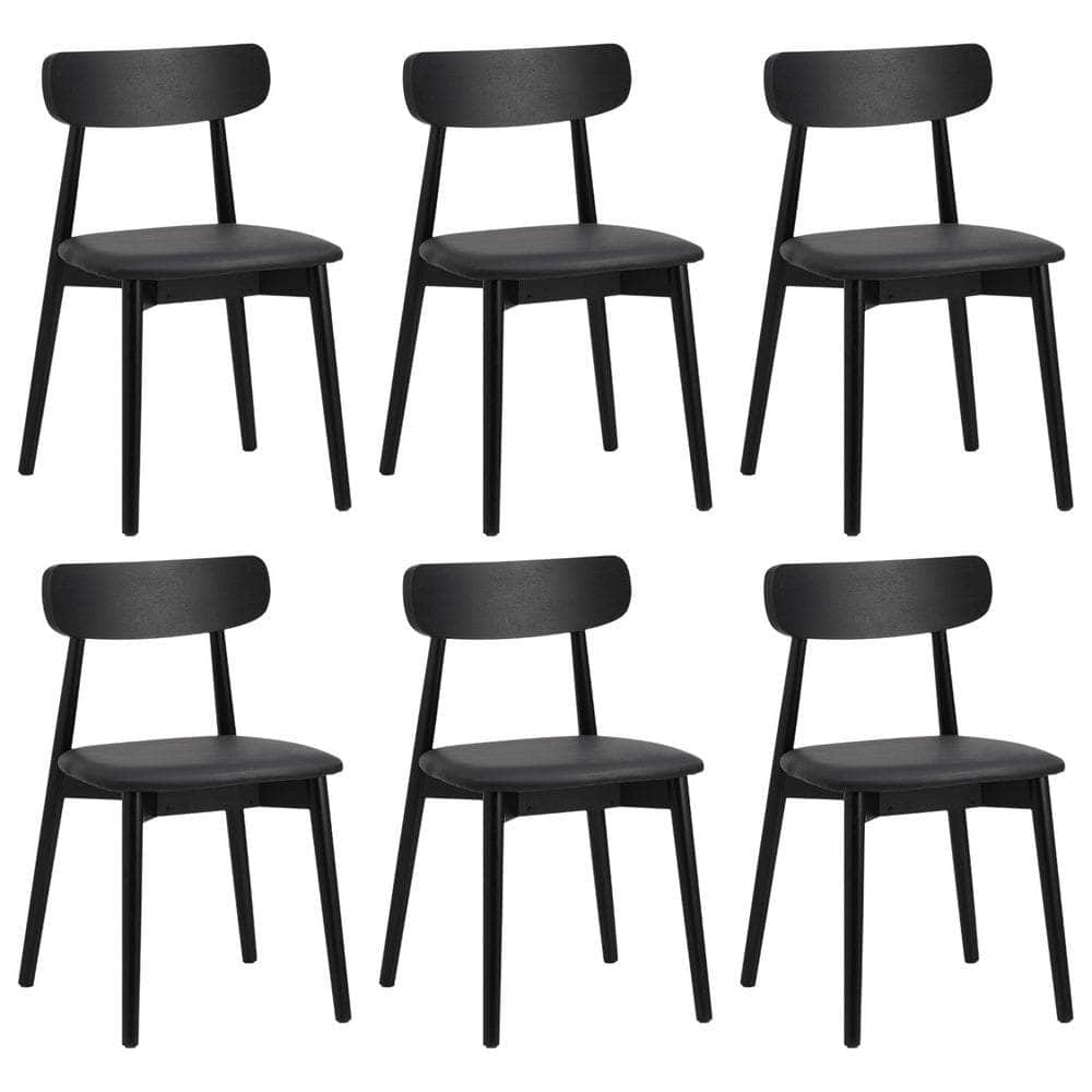 2x 4x 6x Dining Chairs PU Leather Solid Wood Cafe Lounge Black Beige