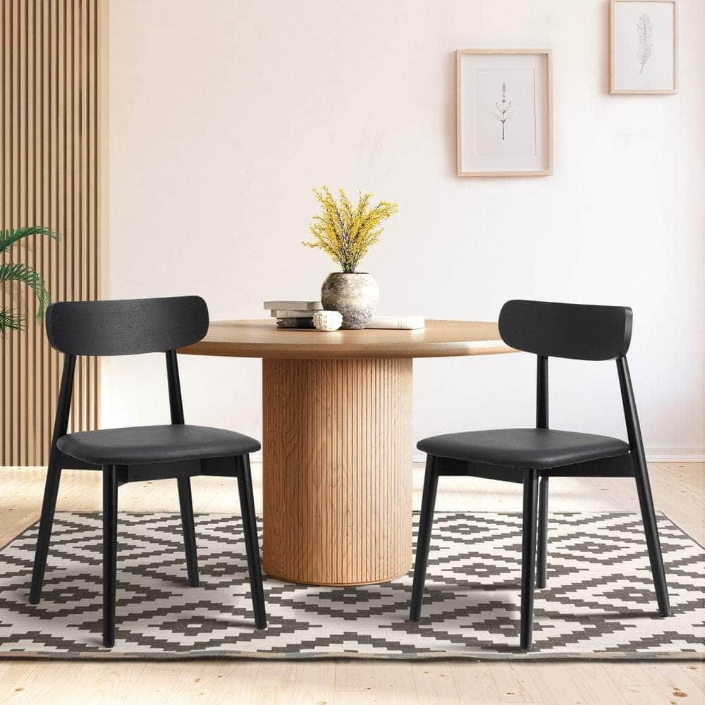 2x 4x 6x Dining Chairs PU Leather Solid Wood Cafe Lounge Black Beige