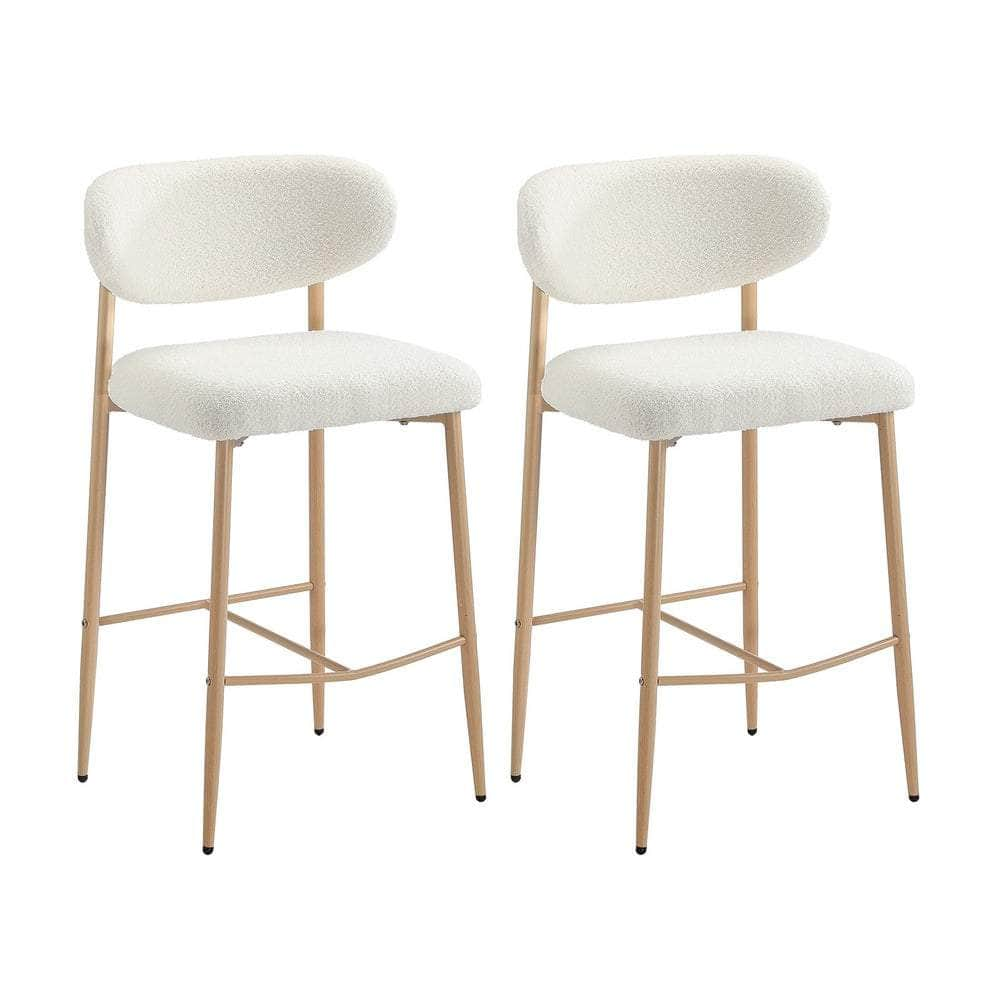 2x/4x Bar Stools Boucle Fabric Black/Natural and White