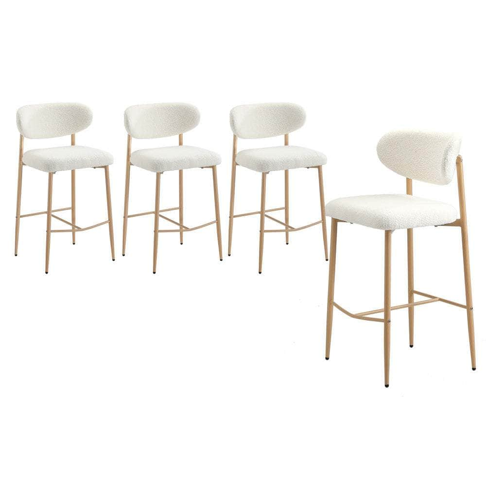 2x/4x Bar Stools Boucle Fabric Black/Natural and White