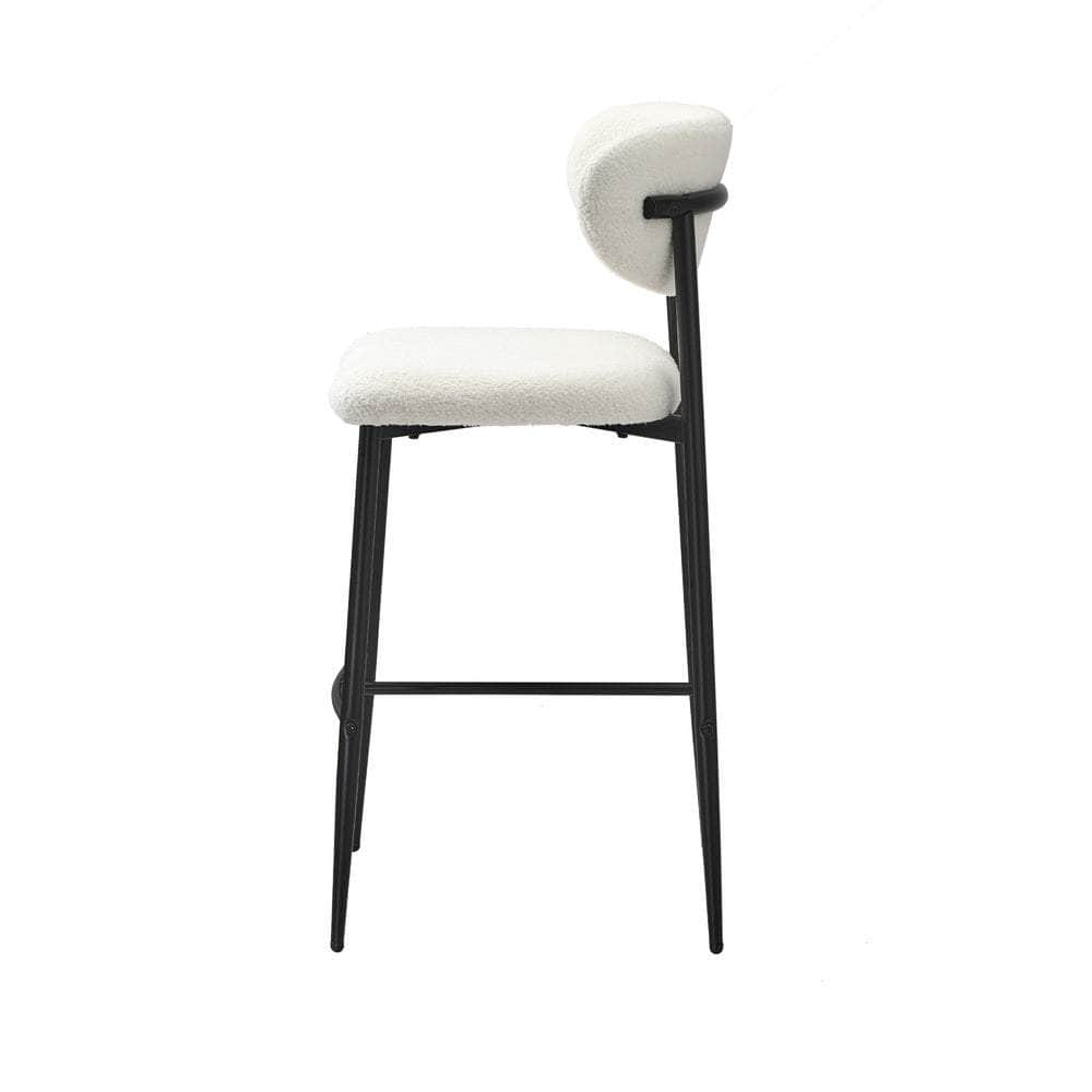 2x/4x Bar Stools Boucle Fabric Black/Natural and White