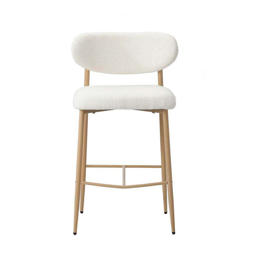 2x/4x Bar Stools Boucle Fabric Black/Natural and White