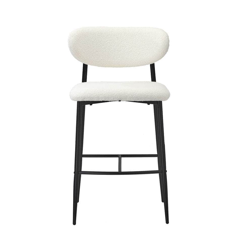 2x/4x Bar Stools Boucle Fabric Black/Natural and White