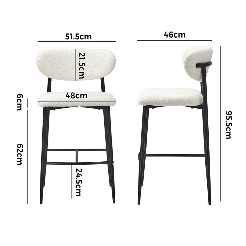 2x/4x Bar Stools Boucle Fabric Black/Natural and White