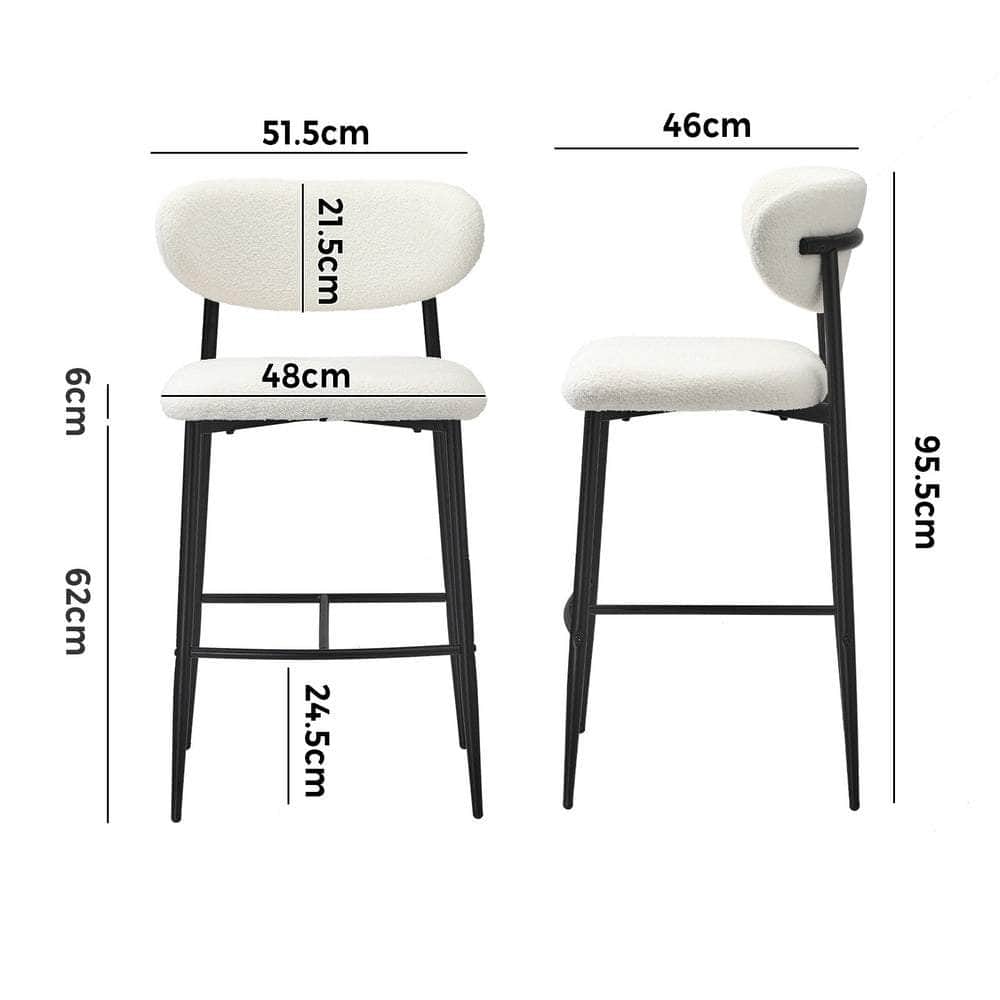 2x/4x Bar Stools Boucle Fabric Black/Natural and White