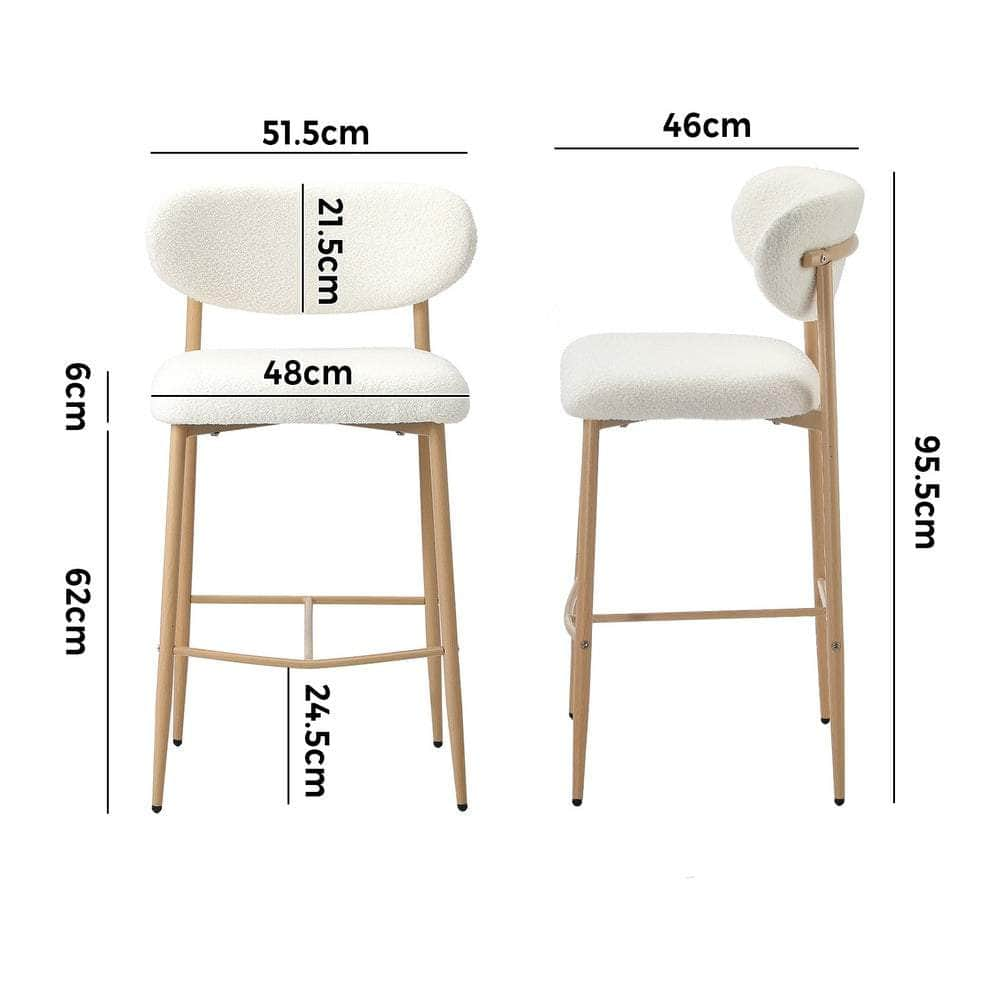 2x/4x Bar Stools Boucle Fabric Black/Natural and White