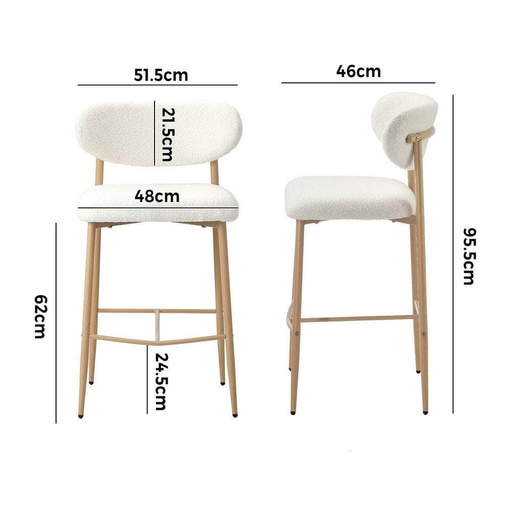 2x/4x Bar Stools Boucle Fabric Black/Natural and White