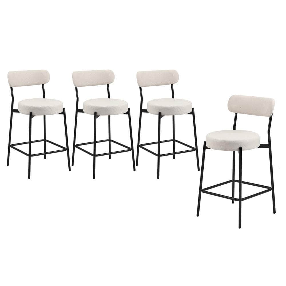 2x/4x Bar Stools Polyester Linen Fabric Beige