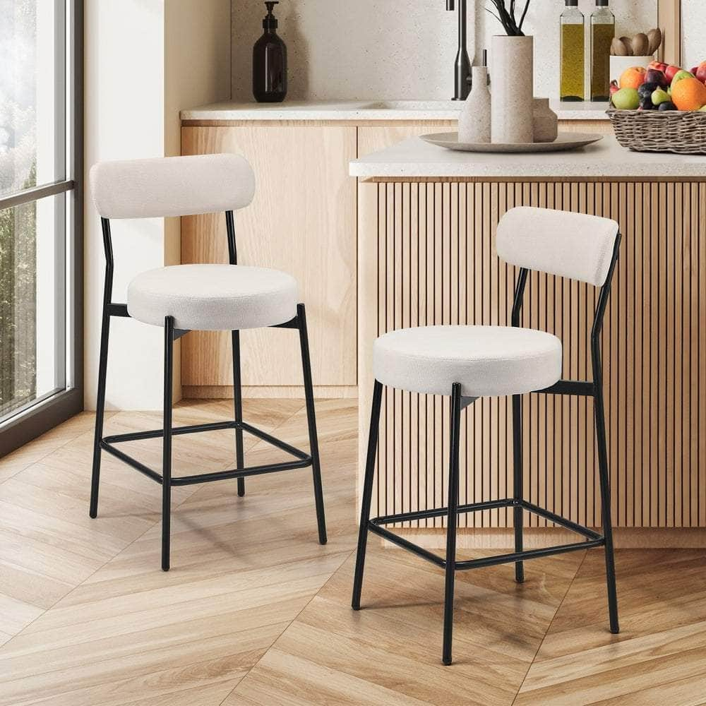 2x/4x Bar Stools Polyester Linen Fabric Beige