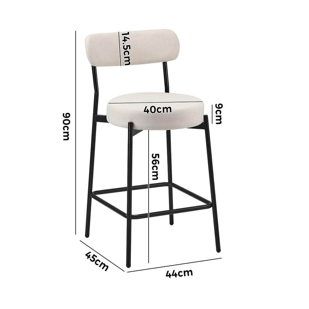 2x/4x Bar Stools Polyester Linen Fabric Beige