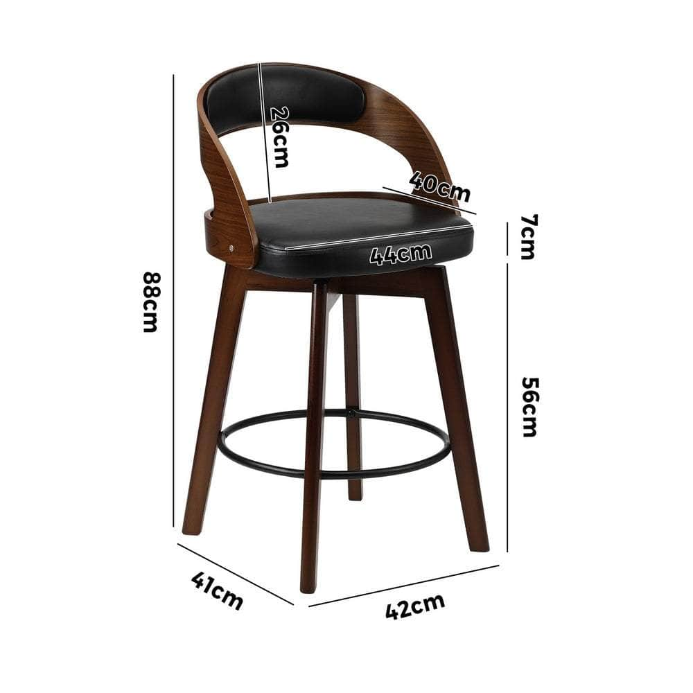 2x/4x Bar Stools Swivel PU Leather Black