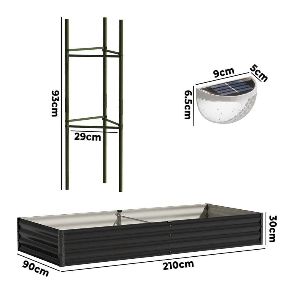 2x/4x Garden Bed 210x90x30cm LED Plant Stand Box Galvanise