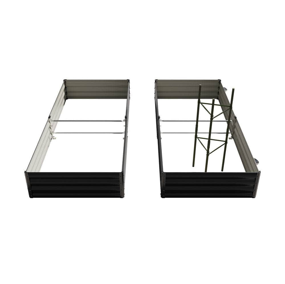 2x/4x Garden Bed 210x90x30cm LED Plant Stand Box Galvanise