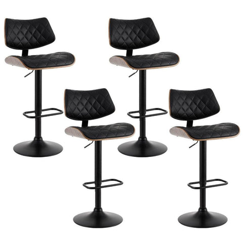 2x/4x Leather Bar Stools Gas Lift Design Black/White