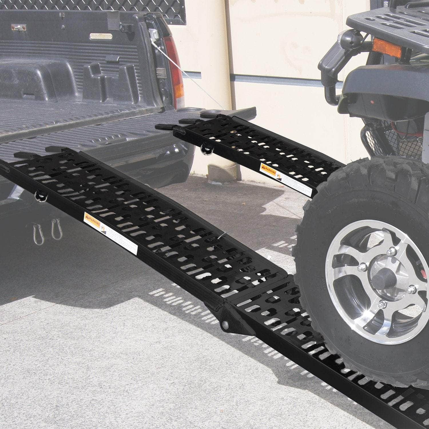 2x Aluminium ATV Loading Ramp Foldable - Black