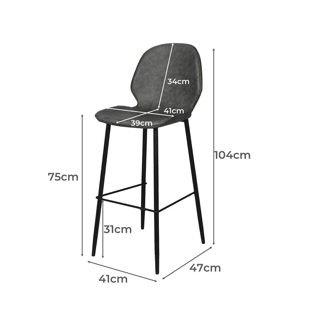 2x Bar Stool Barstools Counter Grey