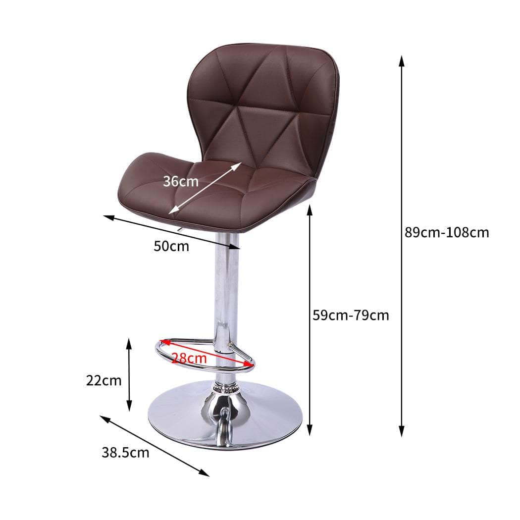 2x Bar Stool Swivel Gas Lift Brown