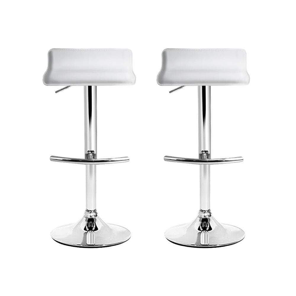 2x Bar Stools Adjustable Gas Lift Chairs White