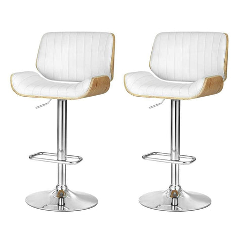 2x Bar Stools Adjustable Leather Chairs