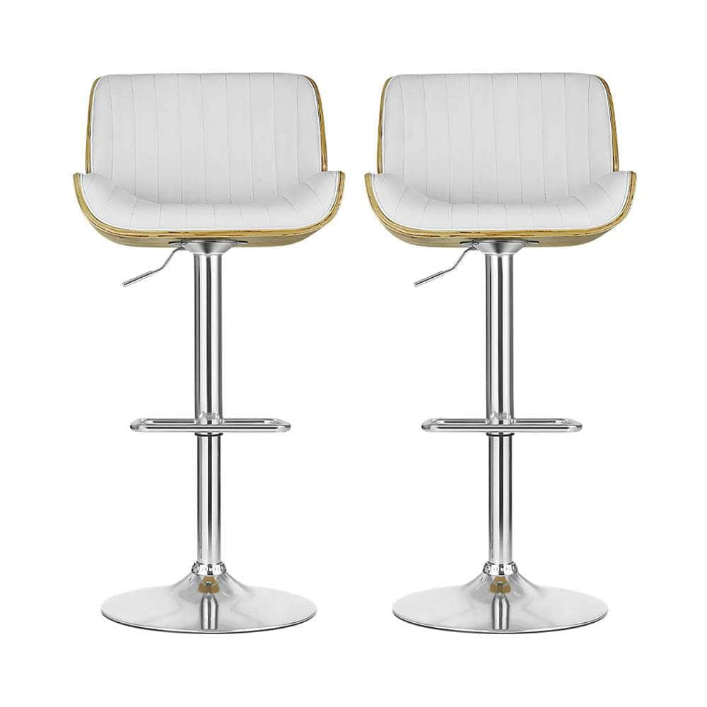 2x Bar Stools Adjustable Leather Chairs