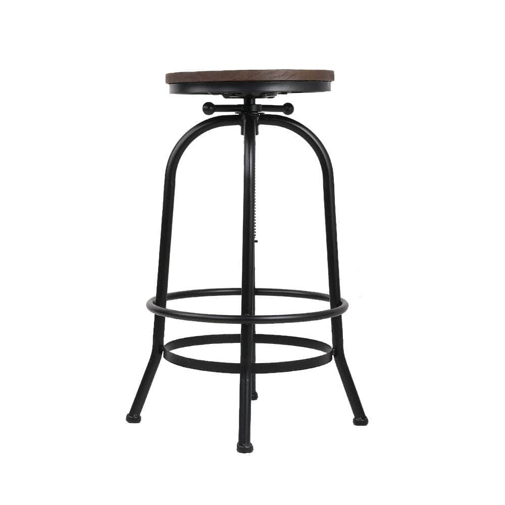 2x Bar Stools Adjustable Wood Chairs