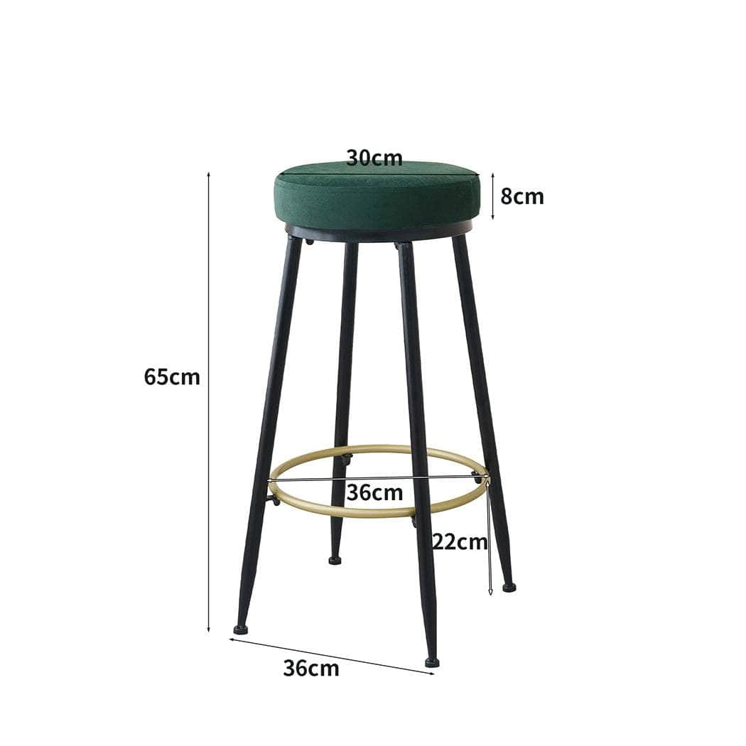 2x Bar Stools Barstools Velvet Green