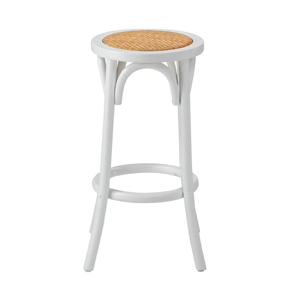 2x Bar Stools Dining Chair Rattan Seat White