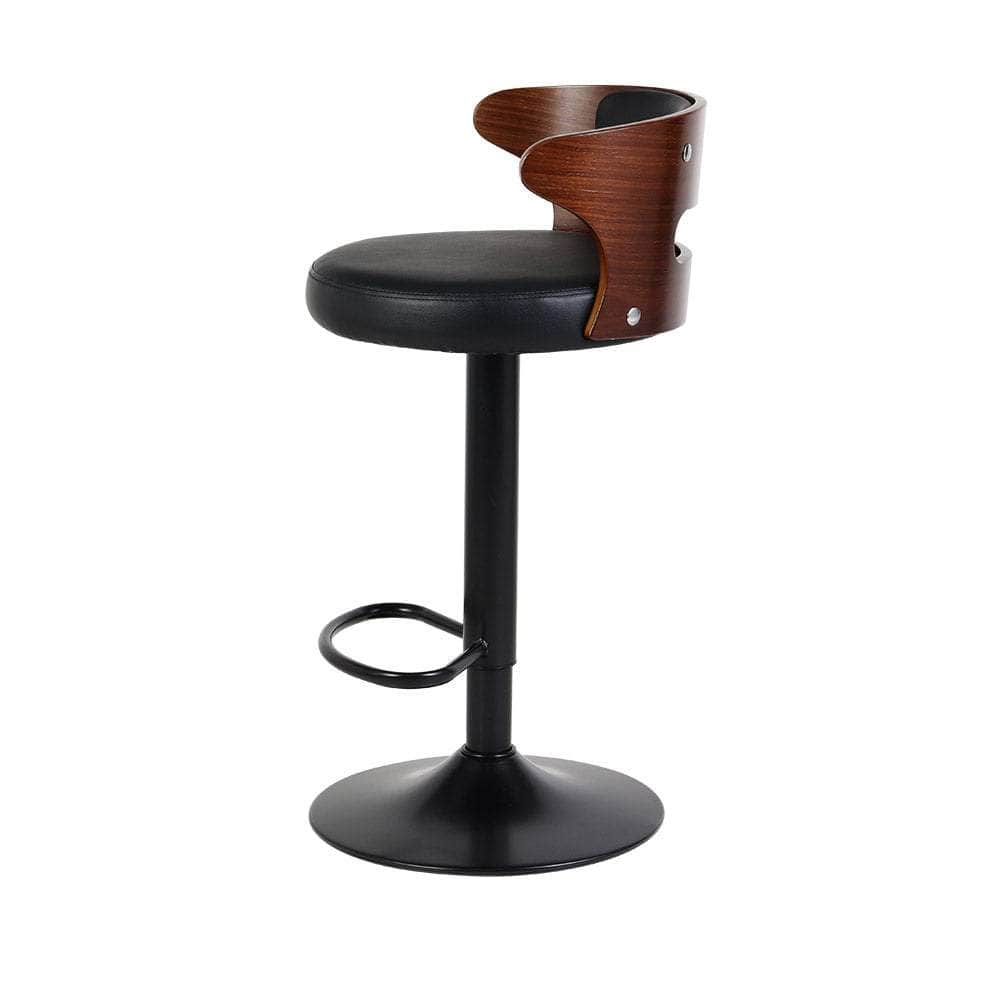 2x Bar Stools Gas Lift Faux Leather