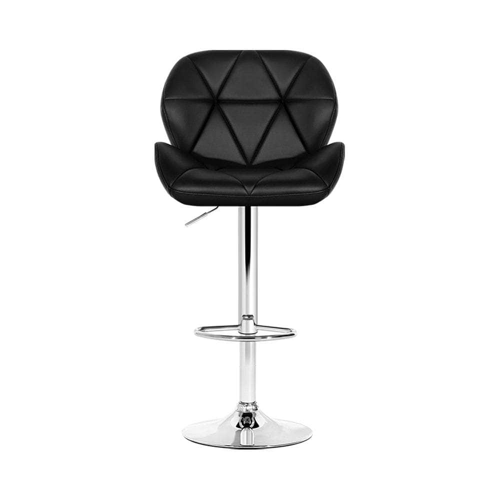 2x Bar Stools Gas Lift Padded Leather Black