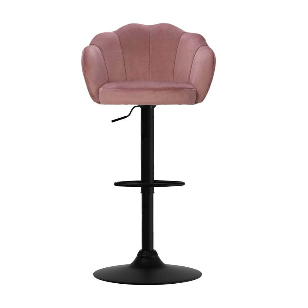 2x Bar Stools Gas Lift Velvet Pink