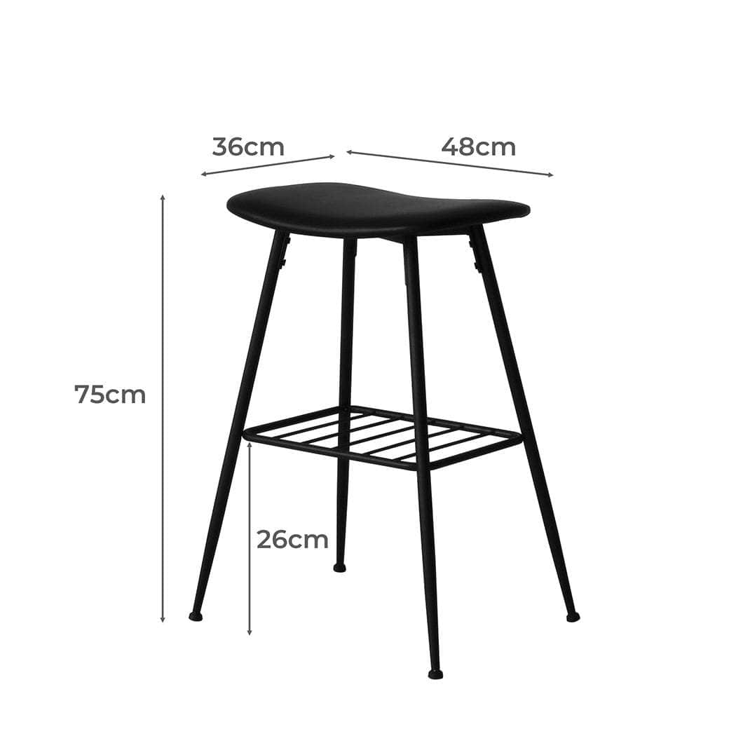 2x Bar Stools Kitchen Bar Pub Black