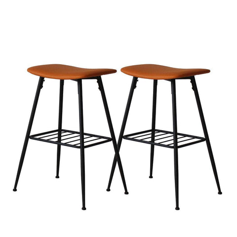 2x Bar Stools Kitchen Bar Pub Tan